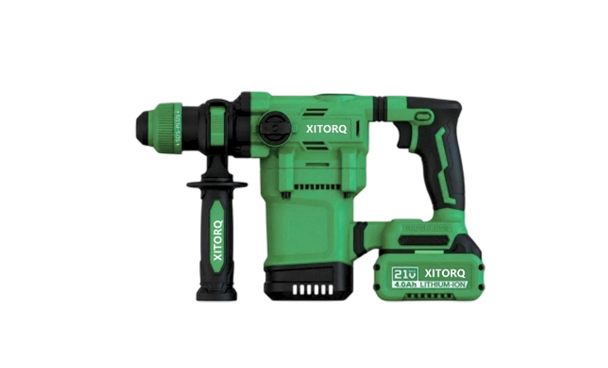 Martillo giratorio sin escobillas de iones de litio de 21 V — taladro/cincel/martillo de 3 modos, energía de impacto de 4,5 J